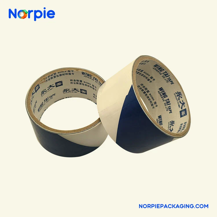 Blå og hvit advarselstape